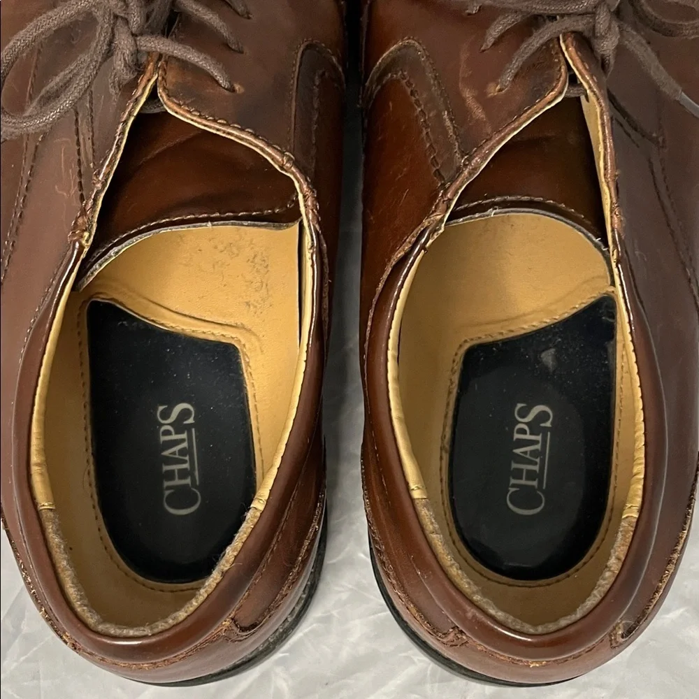 Chaps Men's Dark Brown Genuine Leather Lace-Up Oxfords - Size 11